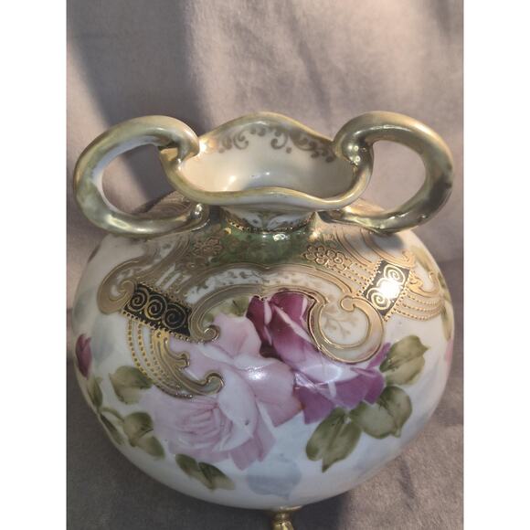 Antique Nippon Hand Painted Vase | Morimura Brothers Maple Leaf Mark Porcelain - Picture 5 of 9